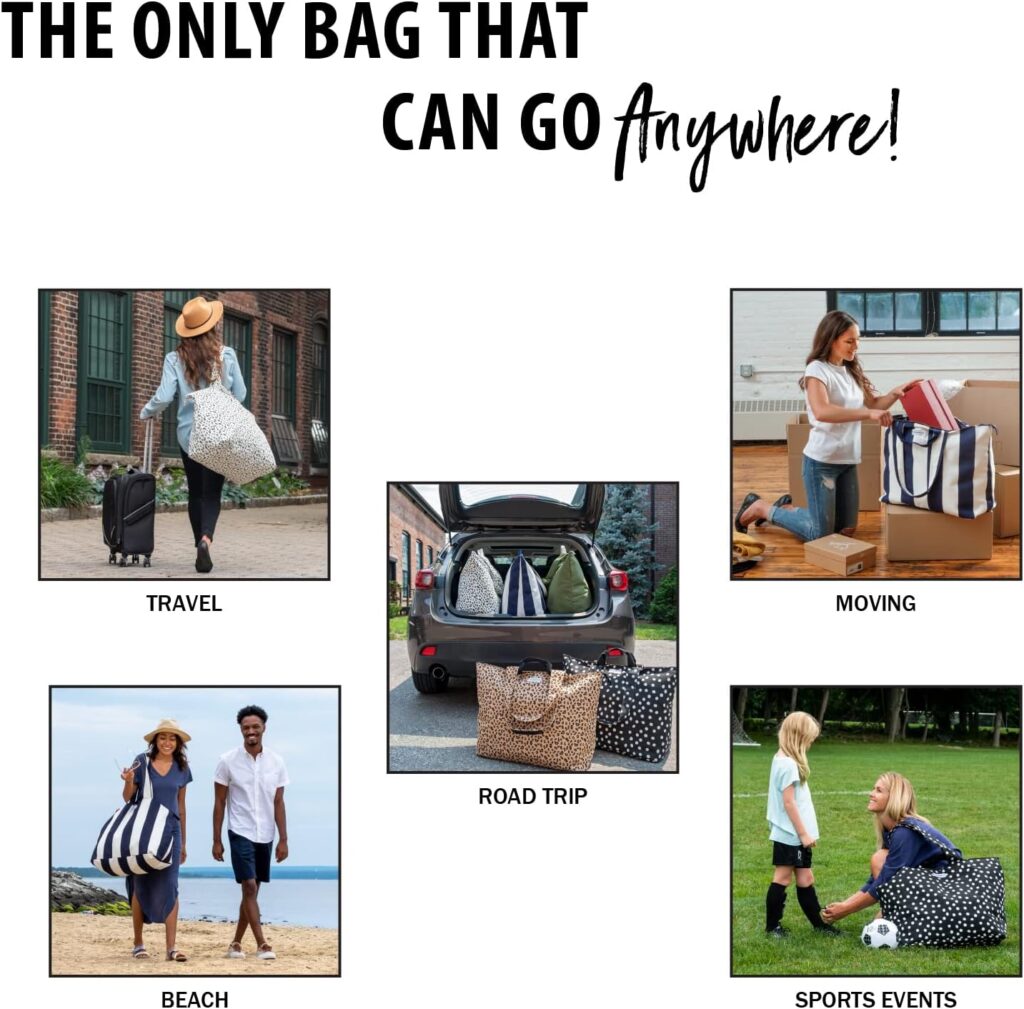 Foundry by Fit + Fresh, All The Things Tote Bag, Luggage, Travel Duffle Bag, Weekender Bags for women, and Beach Bag, BW Dot extra large