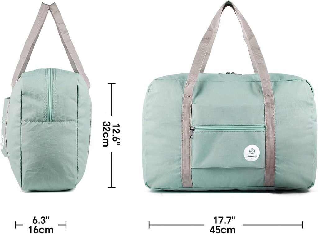 Narwey For Spirit Airlines Foldable Travel Duffel Bag Tote Carry on Luggage Sport Duffle Weekender Overnight for Women and Girls (1112 Mint Green)